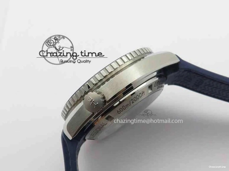 0508 Chic Planet Ocean Master Chrono 45mm SS OM 1:1 Best Edition Blue Dial On Blue Rubber Strap A 8172